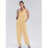 imageWIHOLL Womens Casual Loose Knit Jumpsuits Sleeveless V Neck Romper with Pocket and Long Pants OverallsBeige