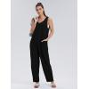 imageWIHOLL Womens Casual Loose Knit Jumpsuits Sleeveless V Neck Romper with Pocket and Long Pants OverallsBlack