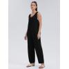 imageWIHOLL Womens Casual Loose Knit Jumpsuits Sleeveless V Neck Romper with Pocket and Long Pants OverallsBlack
