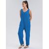 imageWIHOLL Womens Casual Loose Knit Jumpsuits Sleeveless V Neck Romper with Pocket and Long Pants OverallsBlue