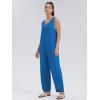 imageWIHOLL Womens Casual Loose Knit Jumpsuits Sleeveless V Neck Romper with Pocket and Long Pants OverallsBlue