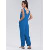 imageWIHOLL Womens Casual Loose Knit Jumpsuits Sleeveless V Neck Romper with Pocket and Long Pants OverallsBlue