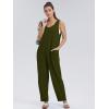 imageWIHOLL Womens Casual Loose Knit Jumpsuits Sleeveless V Neck Romper with Pocket and Long Pants OverallsGreen
