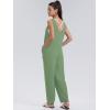 imageWIHOLL Womens Casual Loose Knit Jumpsuits Sleeveless V Neck Romper with Pocket and Long Pants OverallsMint Green