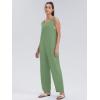 imageWIHOLL Womens Casual Loose Knit Jumpsuits Sleeveless V Neck Romper with Pocket and Long Pants OverallsMint Green
