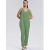 imageWIHOLL Womens Casual Loose Knit Jumpsuits Sleeveless V Neck Romper with Pocket and Long Pants OverallsMint Green