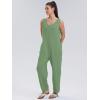 imageWIHOLL Womens Casual Loose Knit Jumpsuits Sleeveless V Neck Romper with Pocket and Long Pants OverallsMint Green