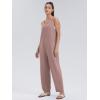 imageWIHOLL Womens Casual Loose Knit Jumpsuits Sleeveless V Neck Romper with Pocket and Long Pants OverallsPink