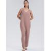 imageWIHOLL Womens Casual Loose Knit Jumpsuits Sleeveless V Neck Romper with Pocket and Long Pants OverallsPink