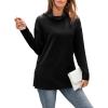 imageWIHOLL Womens Long Sleeve Tops Turtleneck Sweatshirt Fall Fashion 2024 Air Essentials Tunic TopsBlack
