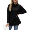 imageWIHOLL Womens Long Sleeve Tops Turtleneck Sweatshirt Fall Fashion 2024 Air Essentials Tunic TopsBlack