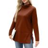 imageWIHOLL Womens Long Sleeve Tops Turtleneck Sweatshirt Fall Fashion 2024 Air Essentials Tunic TopsCaramel