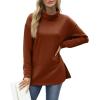 imageWIHOLL Womens Long Sleeve Tops Turtleneck Sweatshirt Fall Fashion 2024 Air Essentials Tunic TopsCaramel