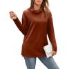 imageWIHOLL Womens Long Sleeve Tops Turtleneck Sweatshirt Fall Fashion 2024 Air Essentials Tunic TopsCaramel
