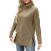 imageWIHOLL Womens Long Sleeve Tops Turtleneck Sweatshirt Fall Fashion 2024 Air Essentials Tunic TopsKkaki