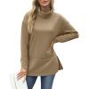 imageWIHOLL Womens Long Sleeve Tops Turtleneck Sweatshirt Fall Fashion 2024 Air Essentials Tunic TopsKkaki