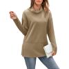 imageWIHOLL Womens Long Sleeve Tops Turtleneck Sweatshirt Fall Fashion 2024 Air Essentials Tunic TopsKkaki