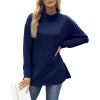 imageWIHOLL Womens Long Sleeve Tops Turtleneck Sweatshirt Fall Fashion 2024 Air Essentials Tunic TopsNavy Blue