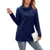 imageWIHOLL Womens Long Sleeve Tops Turtleneck Sweatshirt Fall Fashion 2024 Air Essentials Tunic TopsNavy Blue