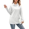 imageWIHOLL Womens Long Sleeve Tops Turtleneck Sweatshirt Fall Fashion 2024 Air Essentials Tunic TopsWhite