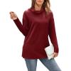 imageWIHOLL Womens Long Sleeve Tops Turtleneck Sweatshirt Fall Fashion 2024 Air Essentials Tunic TopsWine Red