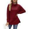imageWIHOLL Womens Long Sleeve Tops Turtleneck Sweatshirt Fall Fashion 2024 Air Essentials Tunic TopsWine Red