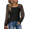 imageWIHOLL Blouse Tops for Women Loose Fit Long Sleeve Shirts Square Neck Tops