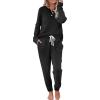 imageWIHOLL Two Piece Outfits for Women Lounge Sets Button Down Sweatshirt Sweatpants Sweatsuits Set with PocketsLong Sleeve  Black