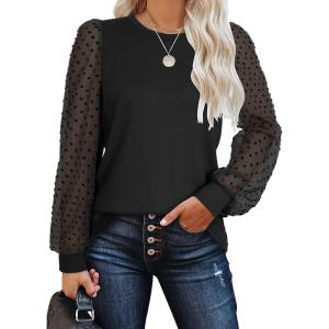 imageWIHOLL Long Sleeve Shirts for Women Tops Tunic Fall Trendy Crew Neck ClothesBlack