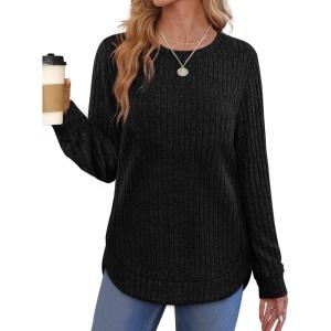 imageWIHOLL Sweaters for Women Long Sleeve Shirts Fall Clothes 2023 Fashion Trendy00black