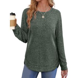 imageWIHOLL Sweaters for Women Long Sleeve Shirts Fall Clothes 2023 Fashion Trendy00green
