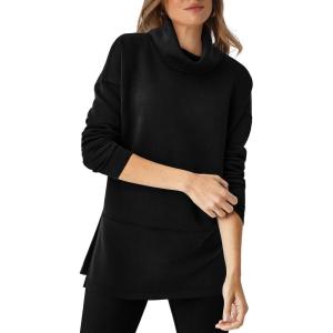 imageWIHOLL Womens Long Sleeve Tops Turtleneck Sweatshirt Fall Fashion 2024 Air Essentials Tunic TopsBlack