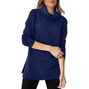 imageWIHOLL Womens Long Sleeve Tops Turtleneck Sweatshirt Fall Fashion 2024 Air Essentials Tunic TopsNavy Blue