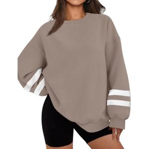 imageWIHOLL Womens Oversized Sweatshirts Long Sleeve Tops Fall Winter Clothes Crewneck Cozy Outfits Pullover 2024 FashionGrey Coffee
