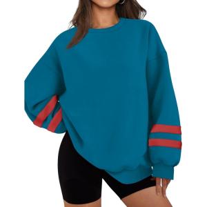 imageWIHOLL Womens Oversized Sweatshirts Long Sleeve Tops Fall Winter Clothes Crewneck Cozy Outfits Pullover 2024 FashionVintage Blue