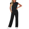 imageWIHOLL 2 Piece Sets for Women Casual Summer Travel Vacation Outfits Cap Sleeve Lounge SetBlack