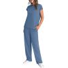 imageWIHOLL 2 Piece Sets for Women Casual Summer Travel Vacation Outfits Cap Sleeve Lounge SetBlue