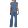 imageWIHOLL 2 Piece Sets for Women Casual Summer Travel Vacation Outfits Cap Sleeve Lounge SetBlue