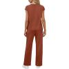 imageWIHOLL 2 Piece Sets for Women Casual Summer Travel Vacation Outfits Cap Sleeve Lounge SetCaramel