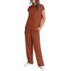 imageWIHOLL 2 Piece Sets for Women Casual Summer Travel Vacation Outfits Cap Sleeve Lounge SetCaramel