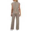 imageWIHOLL 2 Piece Sets for Women Casual Summer Travel Vacation Outfits Cap Sleeve Lounge SetCoffee