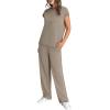 imageWIHOLL 2 Piece Sets for Women Casual Summer Travel Vacation Outfits Cap Sleeve Lounge SetCoffee