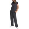 imageWIHOLL 2 Piece Sets for Women Casual Summer Travel Vacation Outfits Cap Sleeve Lounge SetDark Grey