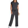 imageWIHOLL 2 Piece Sets for Women Casual Summer Travel Vacation Outfits Cap Sleeve Lounge SetDark Grey
