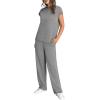 imageWIHOLL 2 Piece Sets for Women Casual Summer Travel Vacation Outfits Cap Sleeve Lounge SetGrey