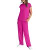 imageWIHOLL 2 Piece Sets for Women Casual Summer Travel Vacation Outfits Cap Sleeve Lounge SetHot Pink
