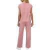 imageWIHOLL 2 Piece Sets for Women Casual Summer Travel Vacation Outfits Cap Sleeve Lounge SetPink