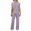 imageWIHOLL 2 Piece Sets for Women Casual Summer Travel Vacation Outfits Cap Sleeve Lounge SetPurple