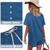 imageWIHOLL Two Piece Outfits for Women Lounge Sets Button Down Top and Shorts Set Sweatsuits with PocketsShort Sleeve  Blue