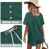 imageWIHOLL Two Piece Outfits for Women Lounge Sets Button Down Top and Shorts Set Sweatsuits with PocketsShort Sleeve  Dark Green